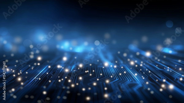 Fototapeta Abstract Blue Circuit Background for Blockchain Technology