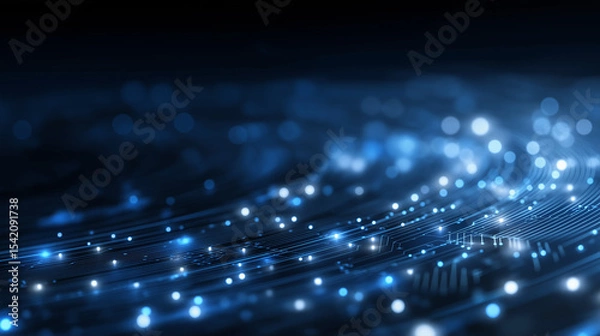 Obraz Abstract Blue Circuit Background for Blockchain Technology