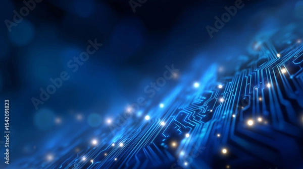 Obraz Blue Circuit Background for Blockchain Technology