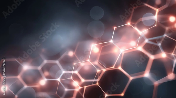 Obraz Glowing Hexagonal Nanomaterial in Nanotechnology Concept
