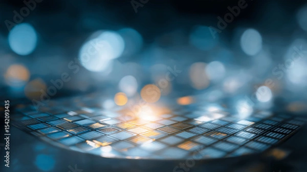 Obraz High-Tech Silicon Wafer with Semiconductors in Advanced Lab Scene
