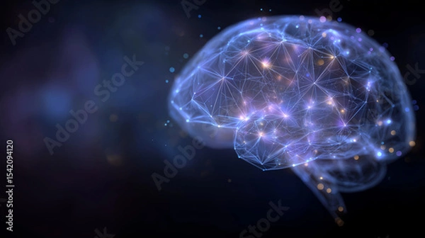 Fototapeta Crystal Mesh Representation of Big Data in a Digital Brain