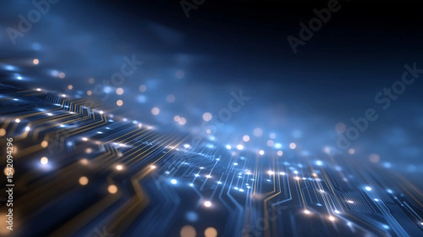 Obraz Glowing Abstract Computer Circuit Board Wallpaper for Tech Designs