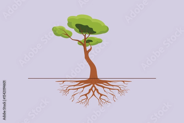 Obraz Tree Roots Concept. Colored flat vector illustration isolated