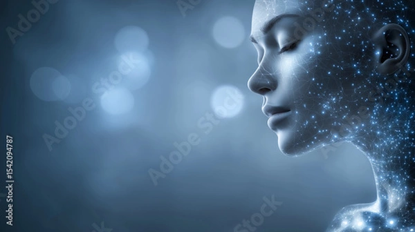 Obraz Futuristic Female Robot Design Featuring Nanotechnology and Soft Lighting