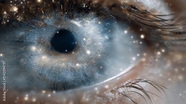 Obraz Close-up of a Robotic Eye with Advanced Circuitry and Surveillance