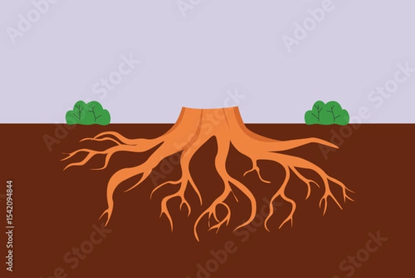 Obraz Tree Roots Concept. Colored flat vector illustration isolated