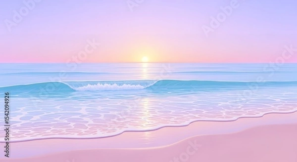 Obraz Serene Beach Sunset with Gentle Waves