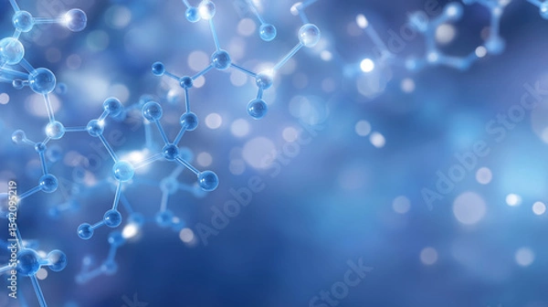 Obraz Digital Display with Blue Molecules for Medical Theme