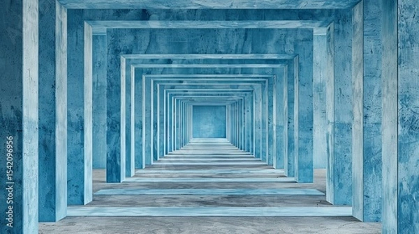 Fototapeta Innovative 3d rendering of an unoccupied building structure featuring unique geometric designs