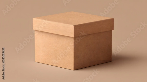Fototapeta Minimal kraft paper box with clean surface for branding 