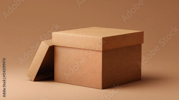 Fototapeta Minimal kraft paper box with clean surface for branding 