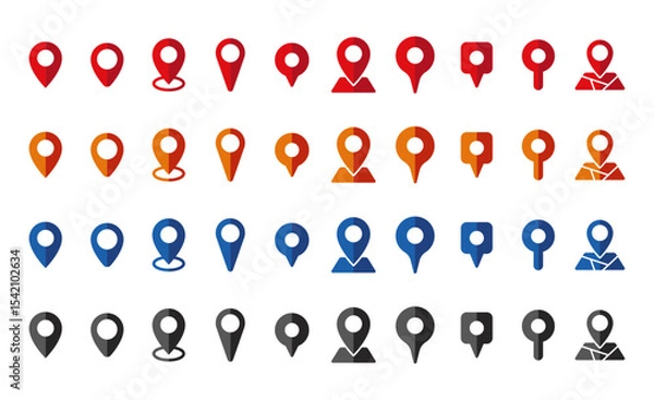 Fototapeta カラフルなマップピンのセット