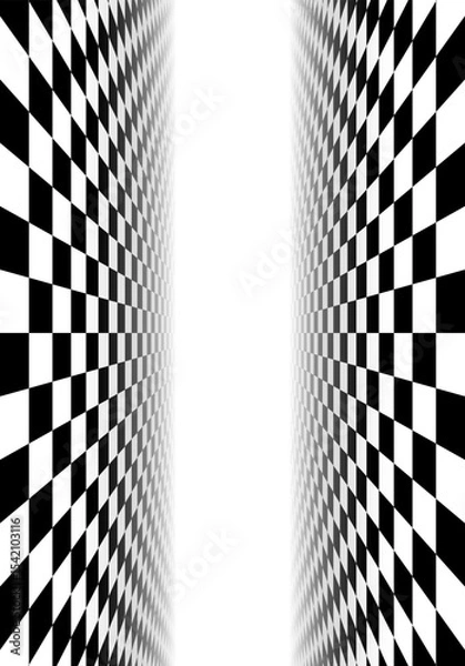 Obraz Black and white checkered perspective grid frame. Chessboard left and right tiled frame