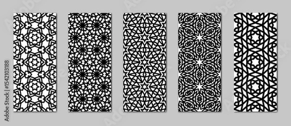 Obraz Islamic background collection with traditional style arabic. Seamless patterns set for card, background, fabric or abstract design. Muslim ornament.