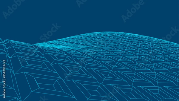 Obraz Abstract digital 3D surface with geometric grid landscape and 3D square pattern