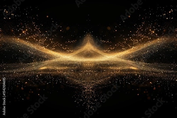 Fototapeta Golden particles in cosmic display Shimmering celestial dust with black backdrop
