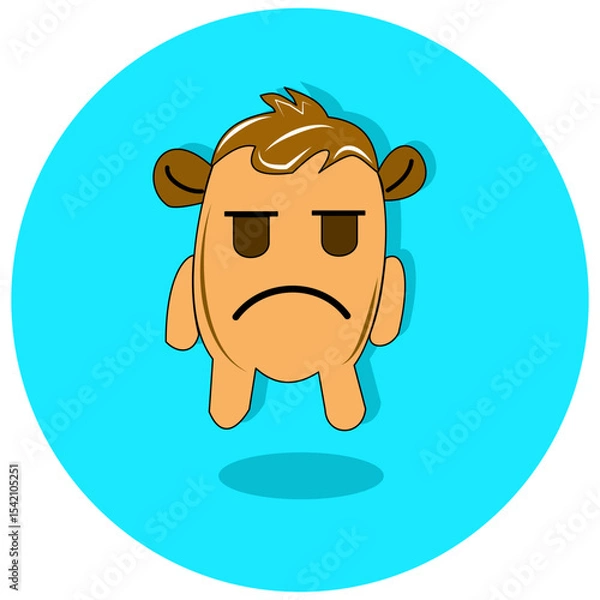 Obraz An illustration of a brown or orange monster with a grumpy or sad expression. This unique design is suitable for depicting various emotions 