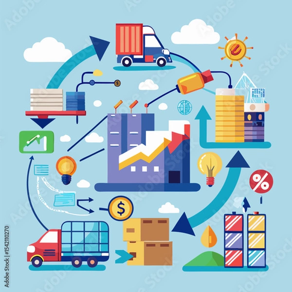 Fototapeta Supply Chain Disruption and Inflation – Visualizing Economic Challenges in Global Trade
