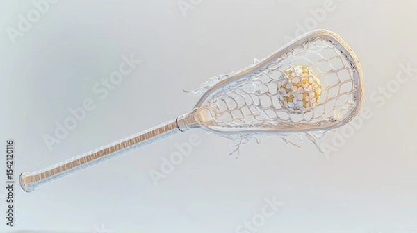 Fototapeta Lacrosse stick holding a ball with abstract design elements, showcasing sports