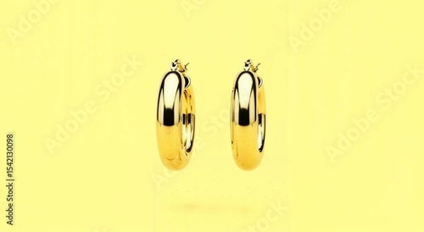 Fototapeta A beautiful set of air rings of gold isolated n lemon colored solid background 