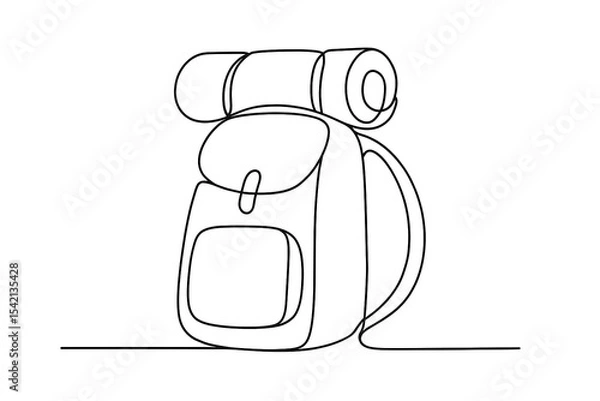 Fototapeta Continuous Line Drawing of Backpack for Outdoor Adventure