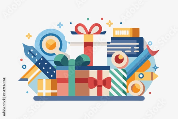 Fototapeta overloaded gift wrapping ribbons station