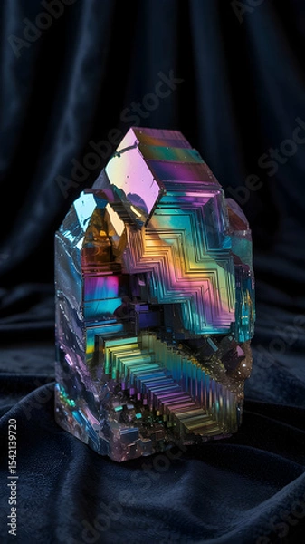 Obraz Bismuth crystal iridescent rainbow mineral gemstone colorful metal element science geology specimen display