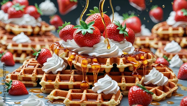 Obraz AI-generated images of mouthwatering Belgian waffles