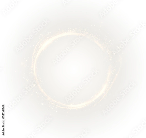 Fototapeta Modern gold abstract circle with luxury splatter and space elements. Transparent PNG ideal for art, branding, sports, or elegant minimalist graphic compositions