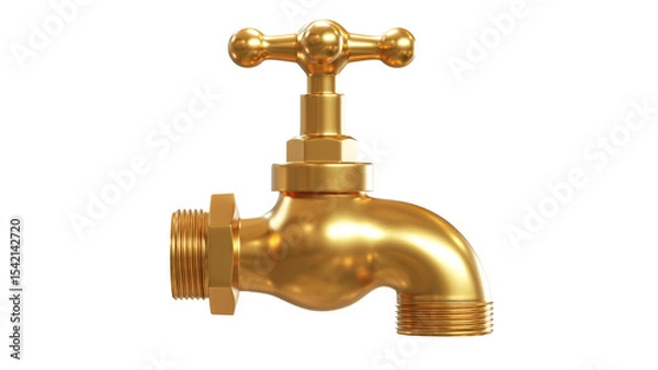 Obraz gold water tap 3D rendering