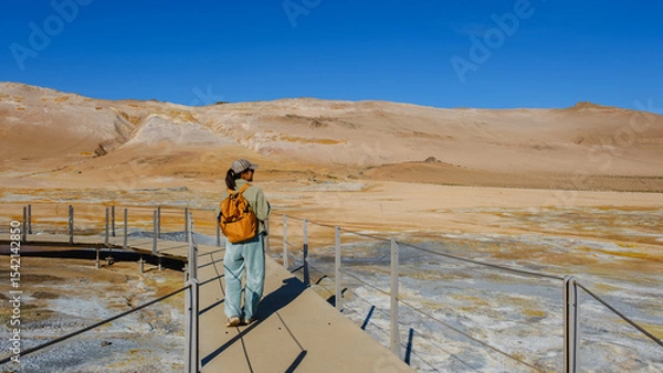 Fototapeta Exploring the geothermal wonders of Hverir Icelands breathtaking landscapes with vibrant colors