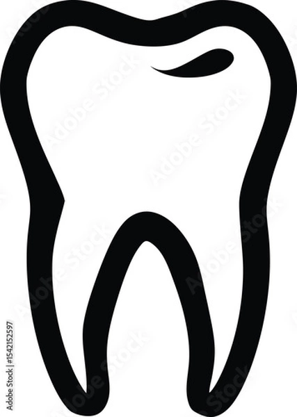 Fototapeta illustration of a molar tooth in black outline with simple shape