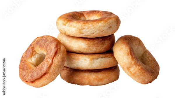 Fototapeta Bagel isolated on transparent background with golden crust and soft texture