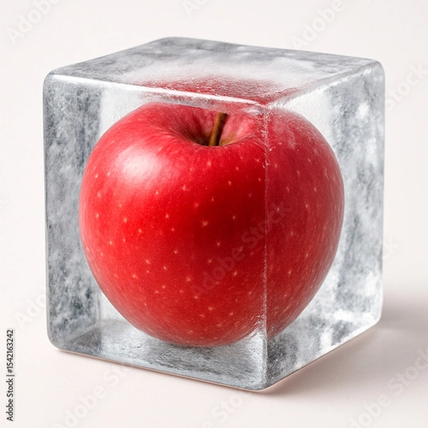 Obraz apple in ice cube on beige background