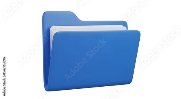 Obraz 
Blue File Folder Icon with Documents on White Background - 3D Rendered Data Storage and Organization Symbol