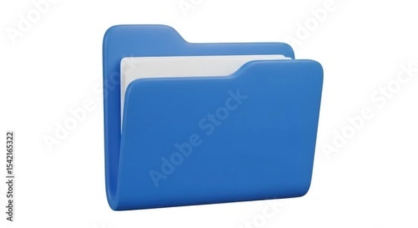 Obraz 
Blue File Folder Icon with Documents on White Background - 3D Rendered Data Storage and Organization Symbol