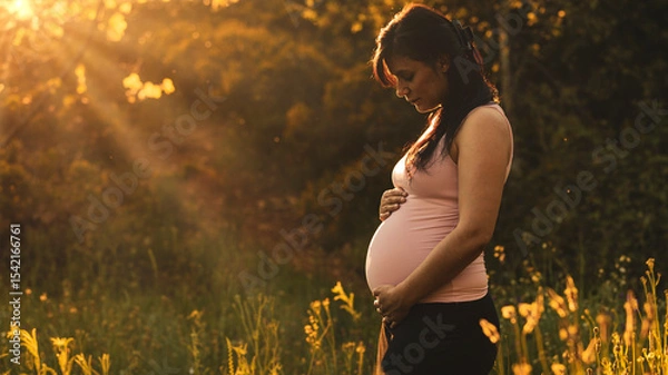 Obraz Pregnancy  expectant mother caressing belly