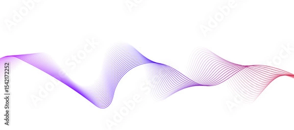 Fototapeta Abstract pink, wave lines on transparent background. Abstract soft wave lines dynamic flowing pink light isolated background.