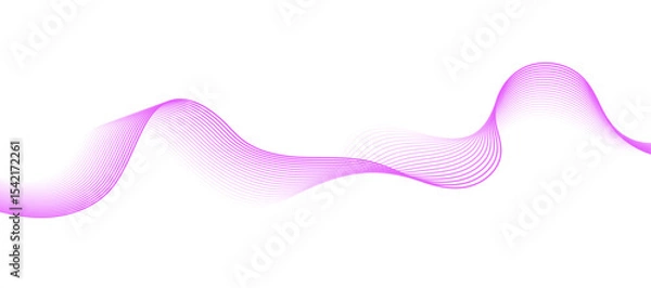 Fototapeta Abstract pink, wave lines on transparent background. Abstract soft wave lines dynamic flowing pink light isolated background.