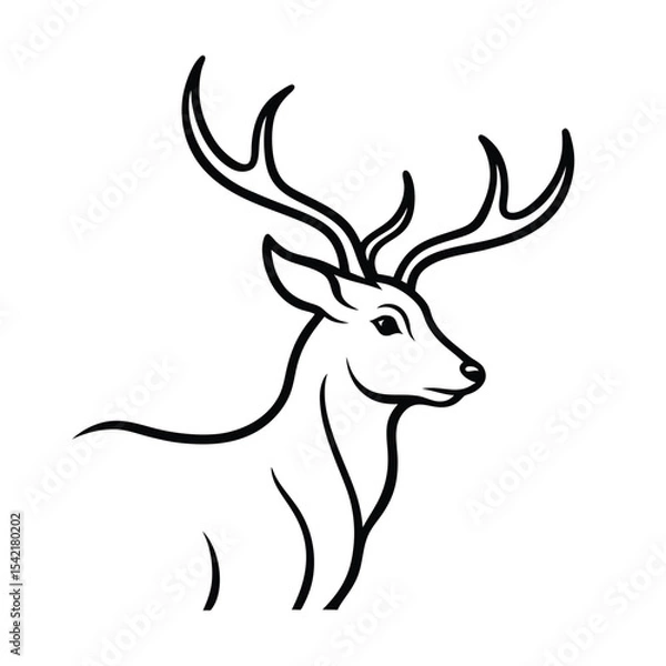 Fototapeta Elegant line art illustration of a deer head