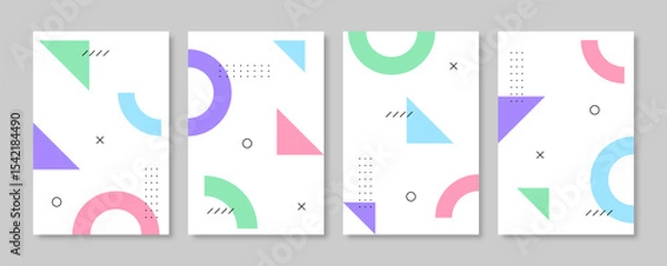 Obraz Collection of memphis style geometric cover design. Vector illustration