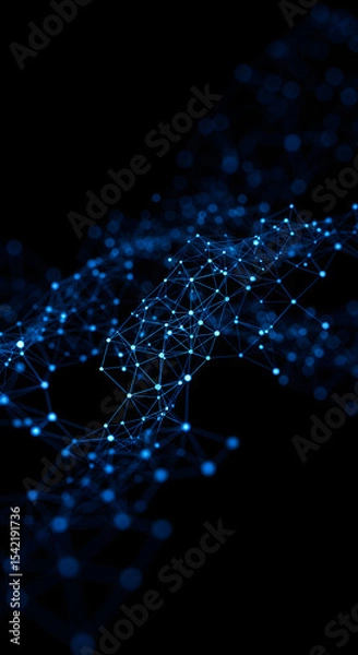 Fototapeta Abstract Blue Network Connection Background: Digital Technology Concept