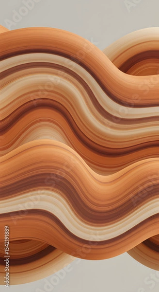 Fototapeta Abstract Brown and Beige Wave Background, 3D Render