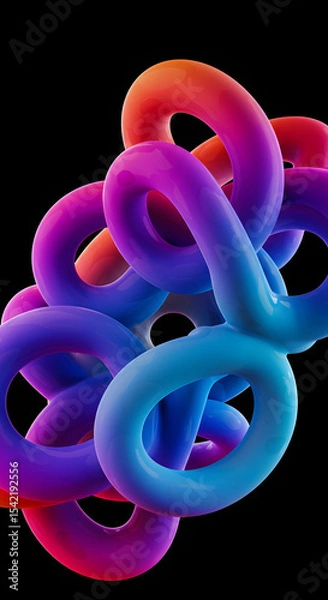 Fototapeta Abstract Colorful 3D Intertwined Rings Background