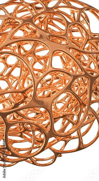 Fototapeta Abstract Copper 3D Render: Intricate Metallic Structure