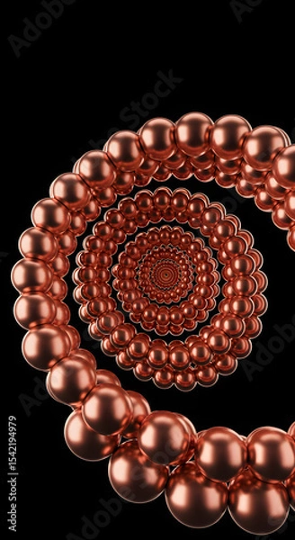 Fototapeta Abstract Copper Sphere Spiral: 3D Render of Metallic Balls