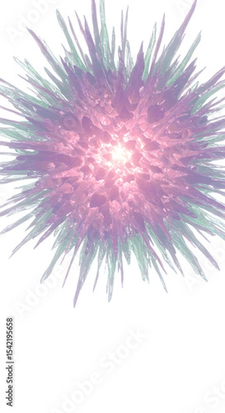 Fototapeta Abstract Crystal Burst: Pink and Green Glowing Explosion