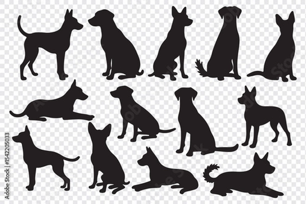Obraz Isolated dogs on the white background. Dogs silhouettes. Vector EPS 10.