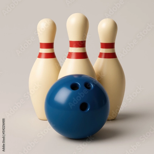 Fototapeta 3D Icon of Bowling Ball and Pins Setup